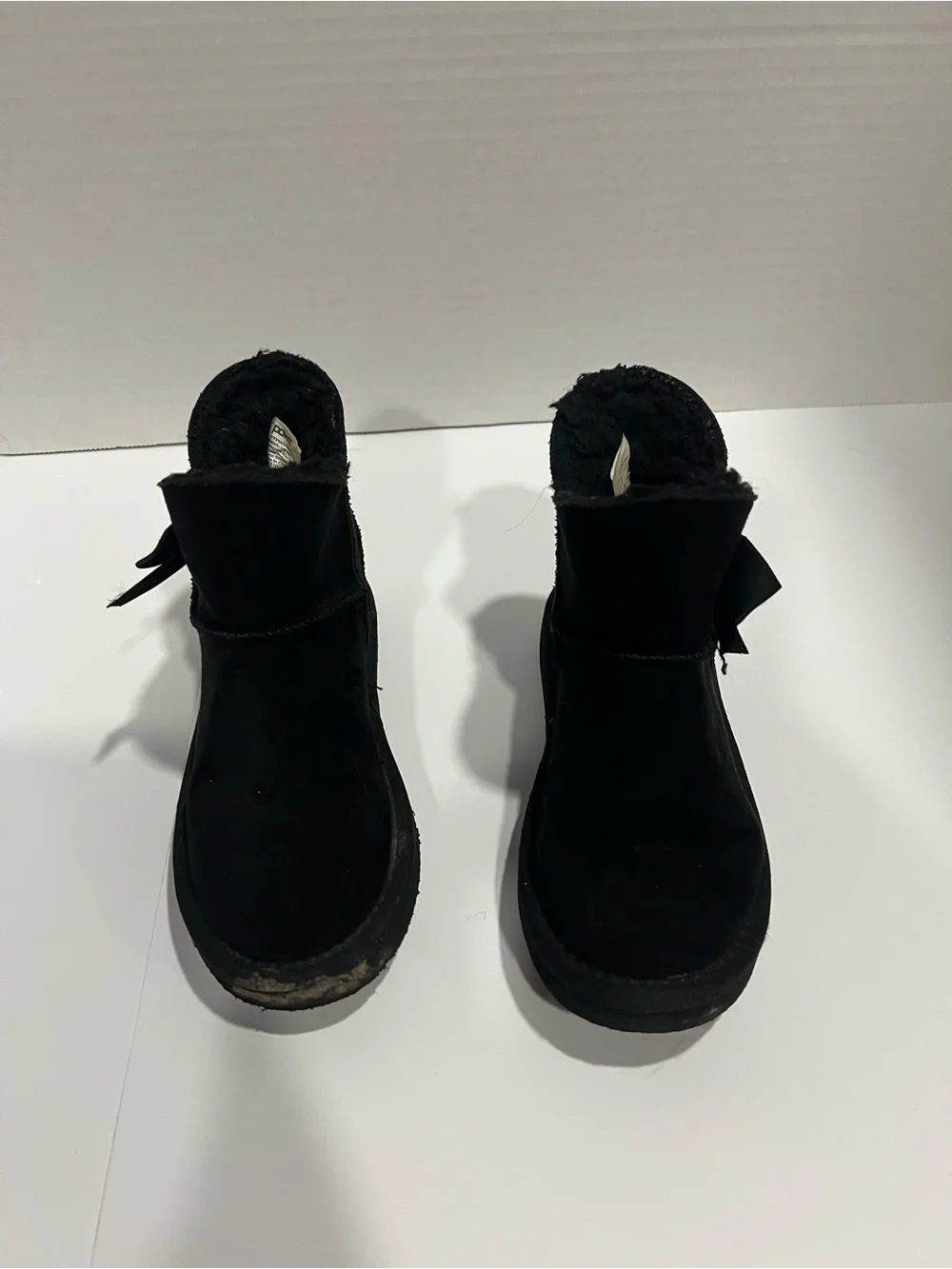 Girls  Black Pawz Bow Fleece Lined Boots Size 12